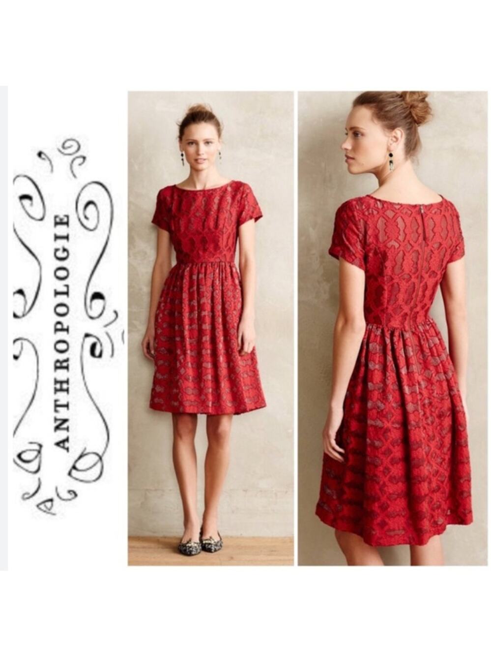 Anthropologie Moulinette Soeurs Rubied Lace Dress Red Size 4